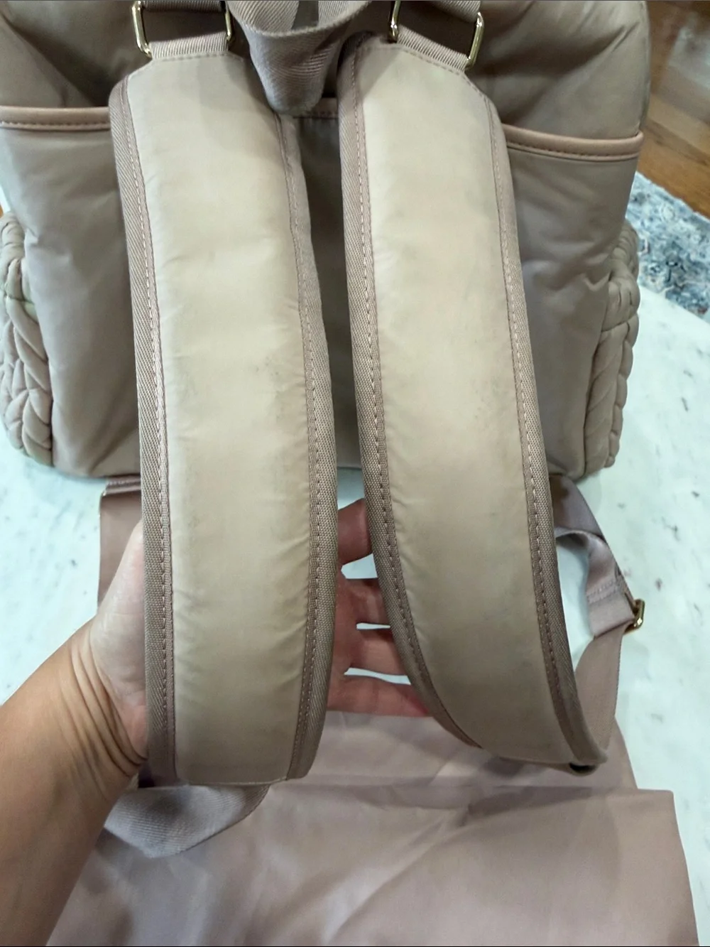 Happ baby quilted dusty rose diaper bag